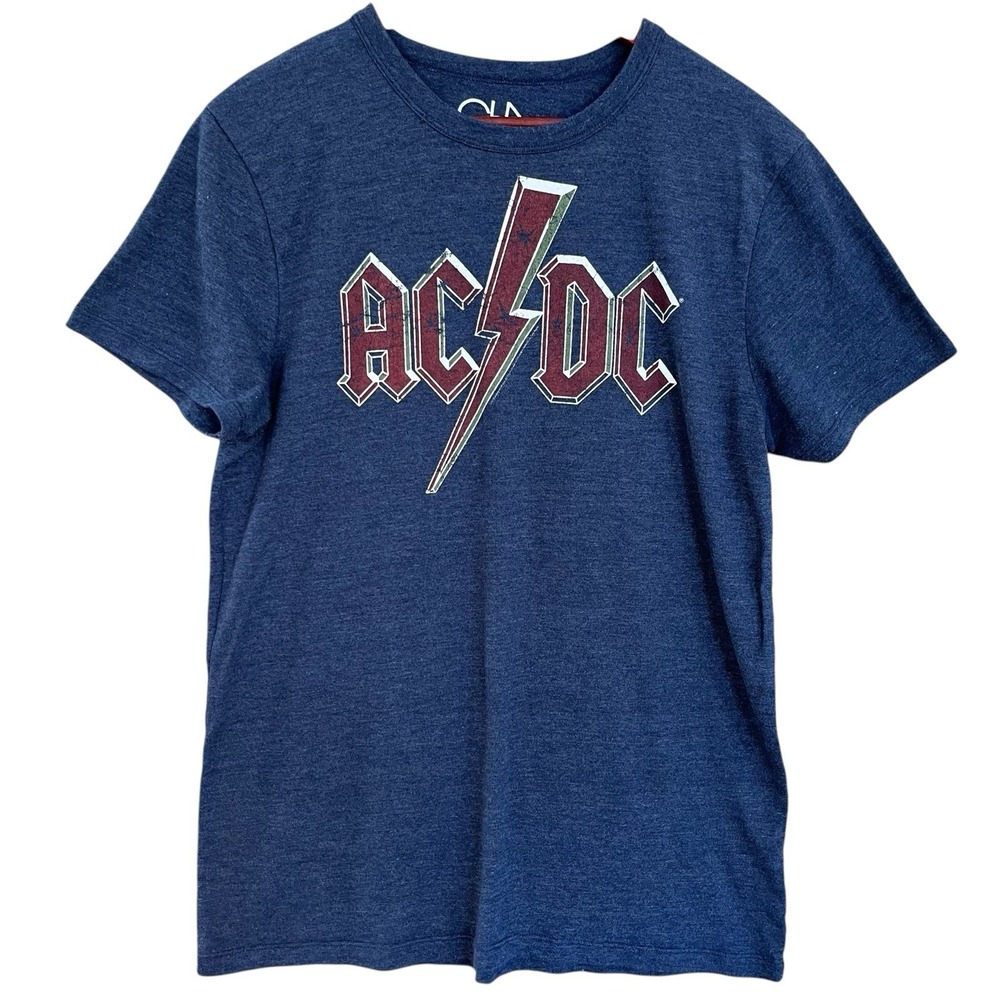 ACDC Tshirt Adult XL Heather Blue Classic Logo Casual Music Fan Concert Chaser